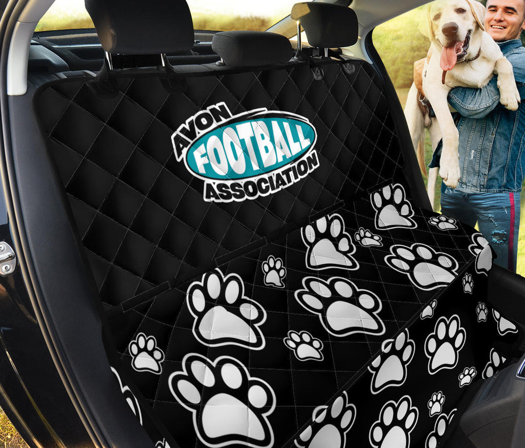 Ohh look at this cute guy about to get on the Avon Football Association Pet Seat Cover